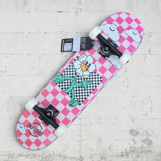 Inpeddo Short & Wide 7.25" Happy Flower Kids Complete Skateboard