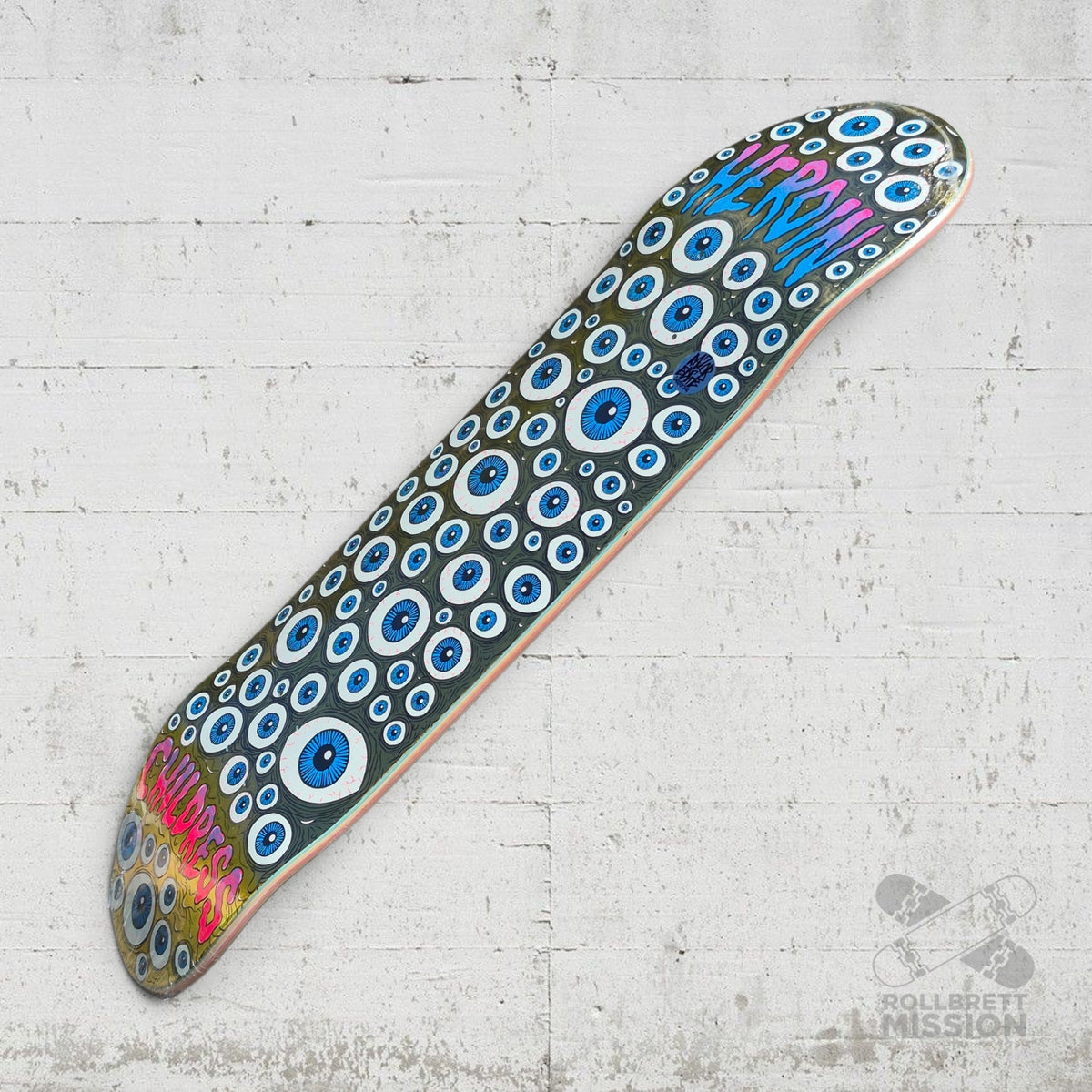 Heroin Skateboards Chet Childress Eyes gold 8.75 Deck