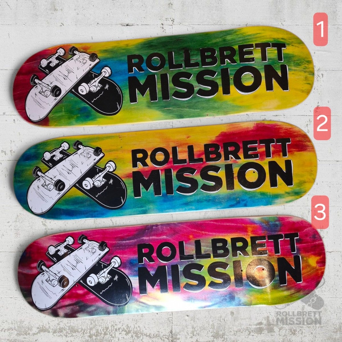 Rollbrett Mission 3D Logo Acid 9.0 Deck - Skateboard - Decks - Rollbrett Mission