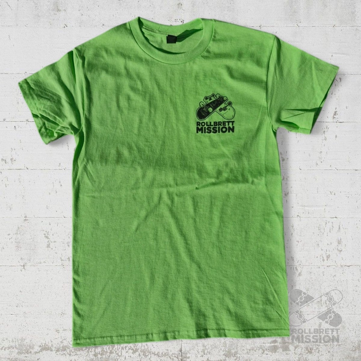 Rollbrett Mission 3D Mini Logo T-Shirt limettengrün - Shirts & Tops - Rollbrett Mission