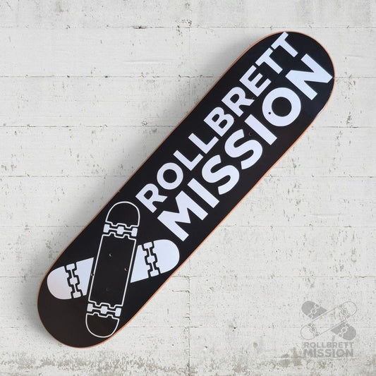 Rollbrett Mission Black Logo Medium Concave 7.625" Deck - Skateboard-Decks - Rollbrett Mission