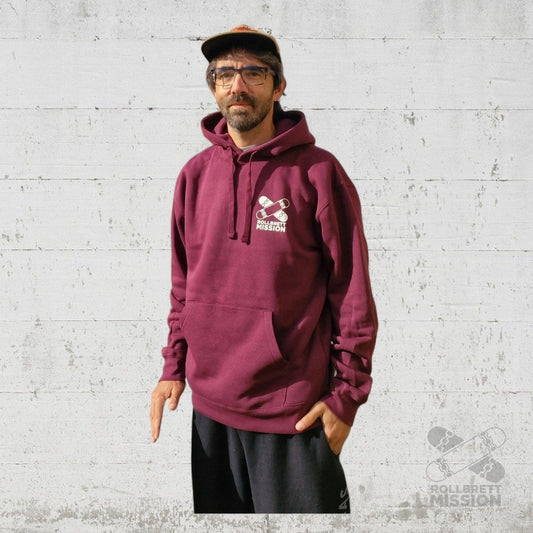 Rollbrett Mission Hoodie Mini Logo burgundy - Shirts & Tops - Rollbrett Mission