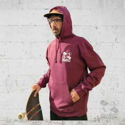 Rollbrett Mission Hoodie Mini Logo burgundy - Shirts & Tops - Rollbrett Mission