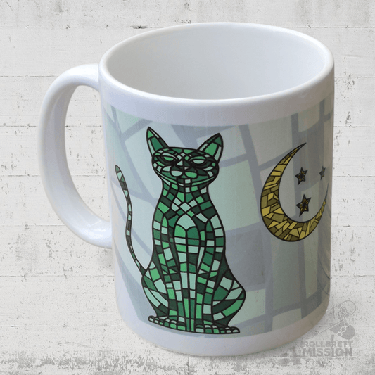 Rollbrett Mission Kaffeetasse Keramik Mosaik Katze - Geschirr - Rollbrett Mission