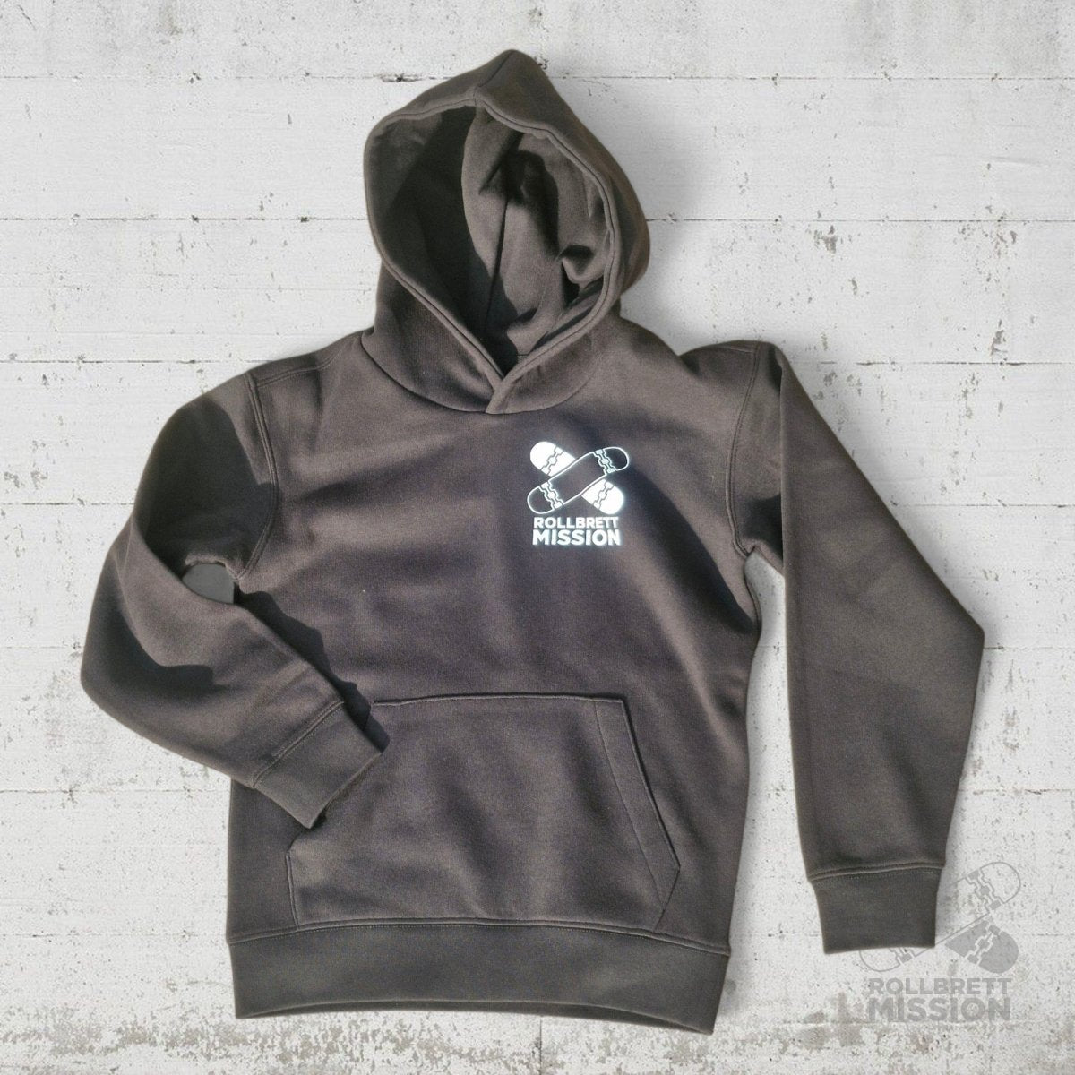 Rollbrett Mission Kids Hoodie Mini Logo black - Shirts & Tops - Rollbrett Mission