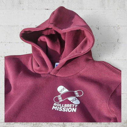 Rollbrett Mission Kids Hoodie Mini Logo burgundy - Shirts & Tops - Rollbrett Mission