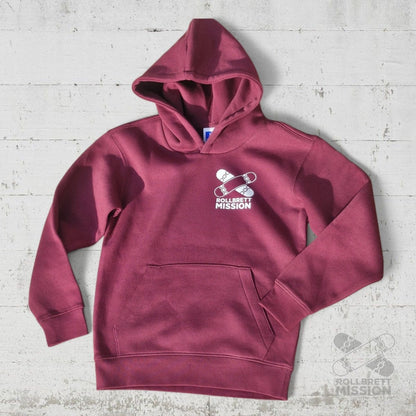 Rollbrett Mission Kids Hoodie Mini Logo burgundy - Shirts & Tops - Rollbrett Mission