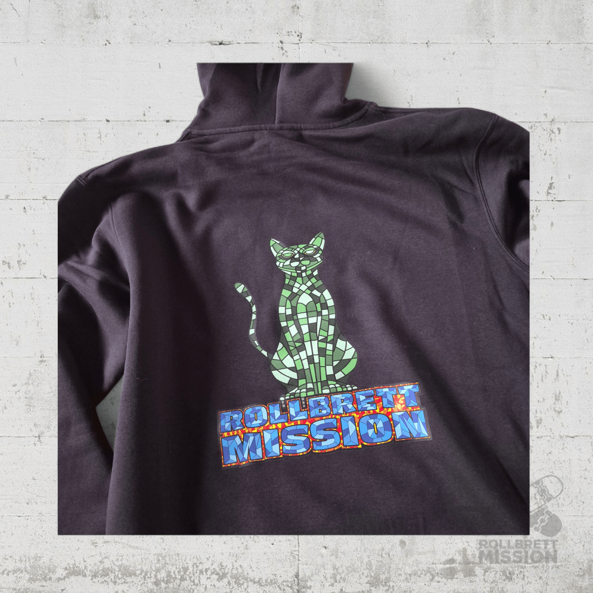Rollbrett Mission Mosaik Katze Hoodie schwarz - Shirts & Tops - Rollbrett Mission