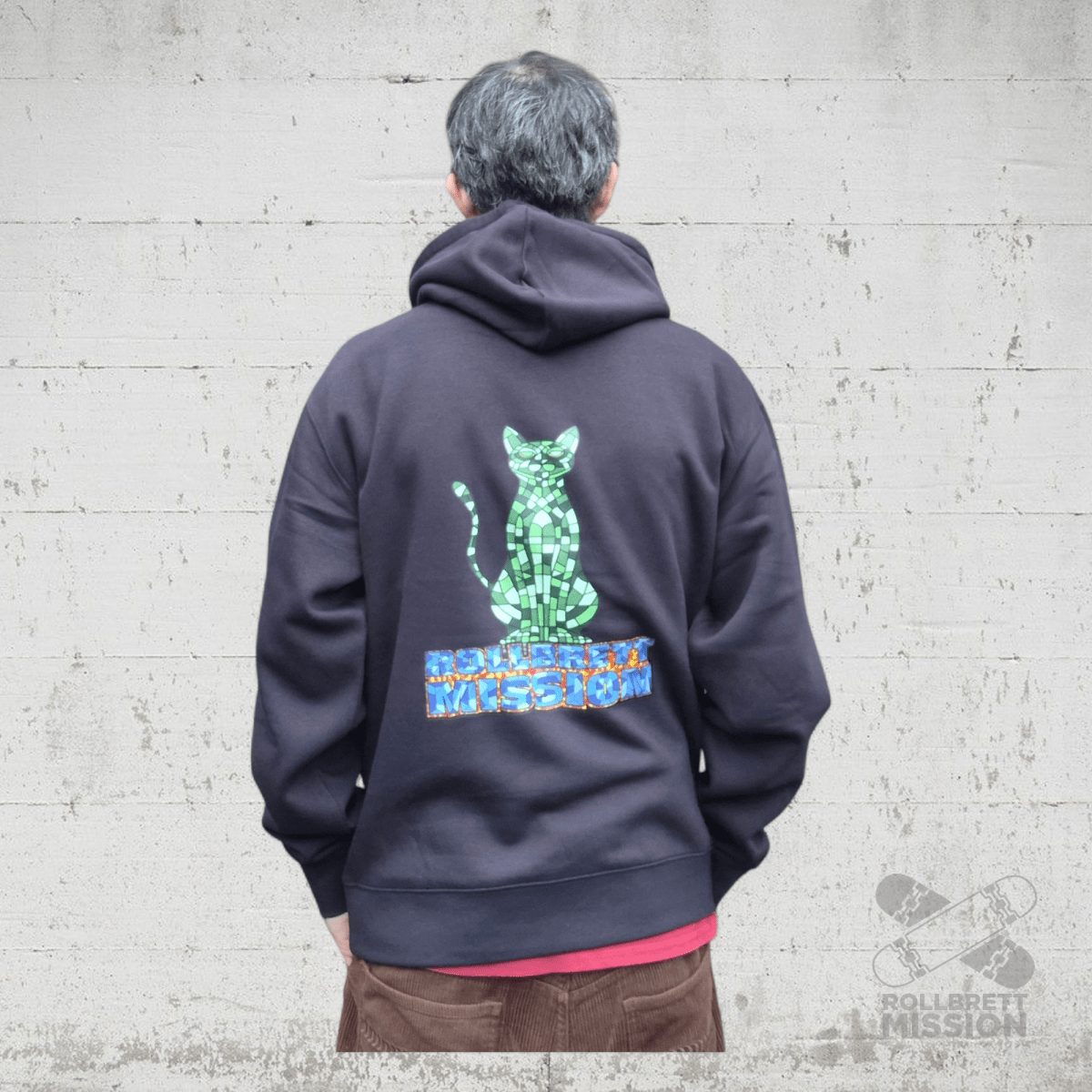 Rollbrett Mission Mosaik Katze Hoodie schwarz - Shirts & Tops - Rollbrett Mission