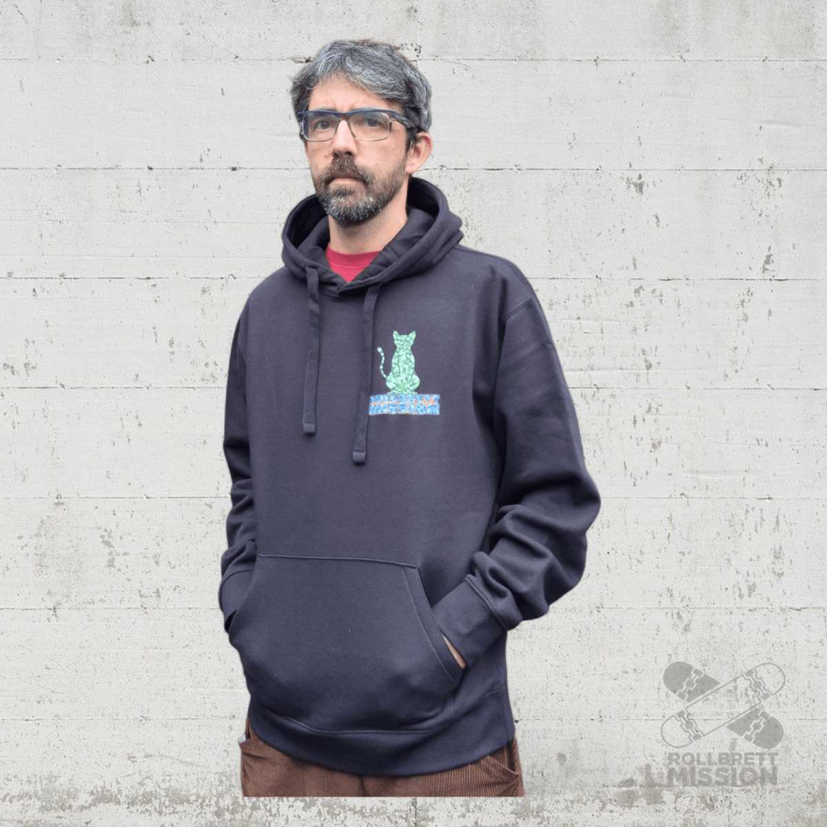 Rollbrett Mission Mosaik Katze Hoodie schwarz - Shirts & Tops - Rollbrett Mission