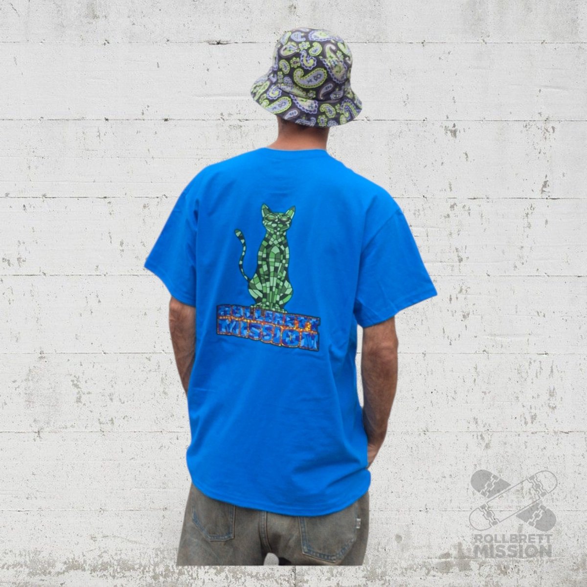 Rollbrett Mission Mosaik Katze T-Shirt saphirblau - Rollbrett Mission
