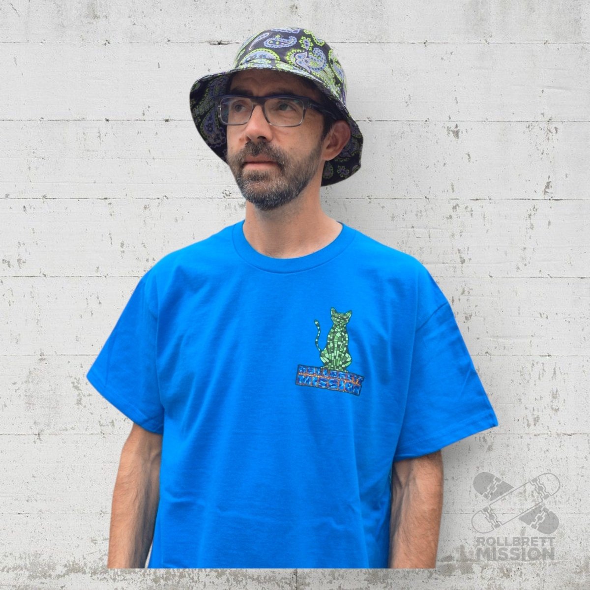 Rollbrett Mission Mosaik Katze T-Shirt saphirblau - Rollbrett Mission