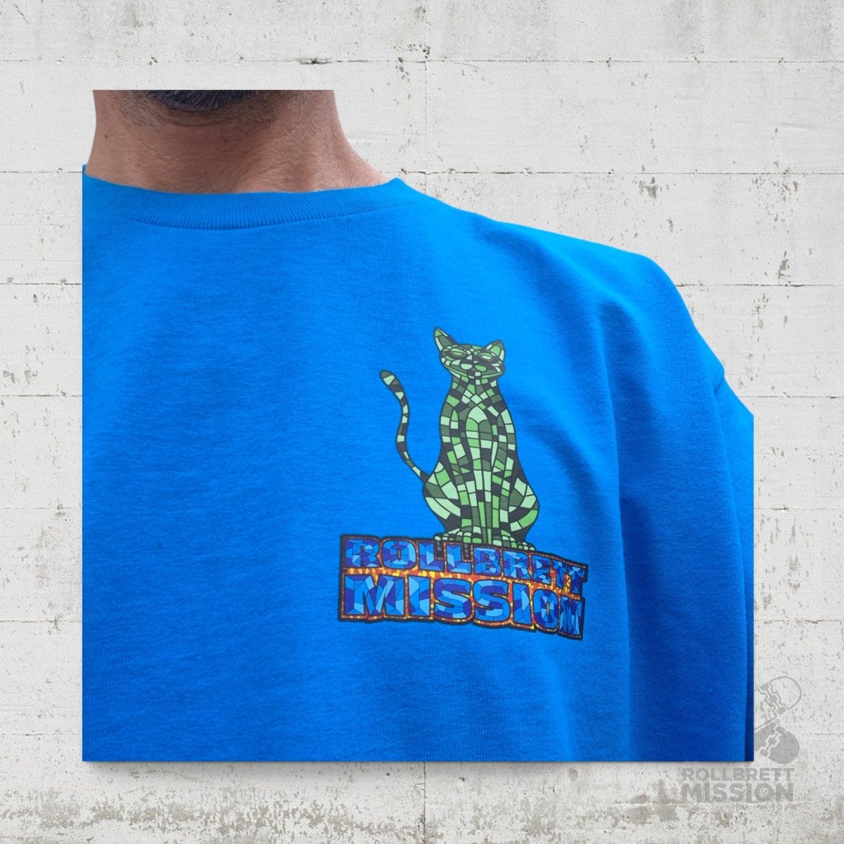 Rollbrett Mission Mosaik Katze T-Shirt saphirblau - Rollbrett Mission