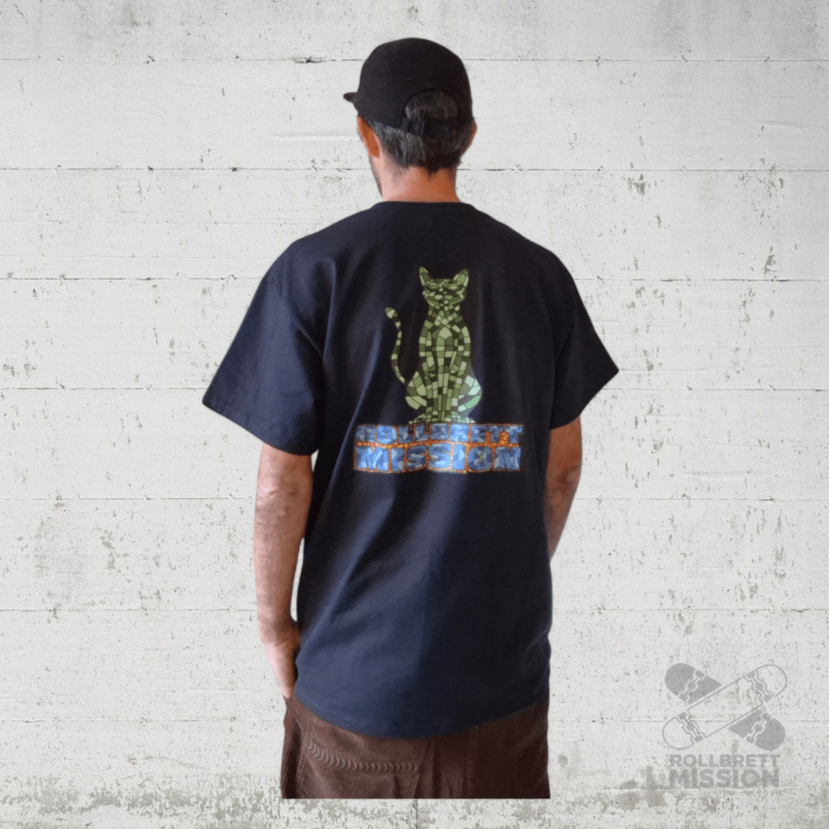 Rollbrett Mission Mosaik Katze T-Shirt schwarz - Rollbrett Mission