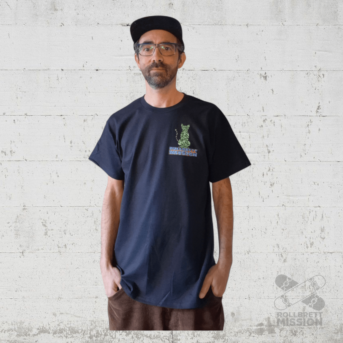 Rollbrett Mission Mosaik Katze T-Shirt schwarz - Rollbrett Mission