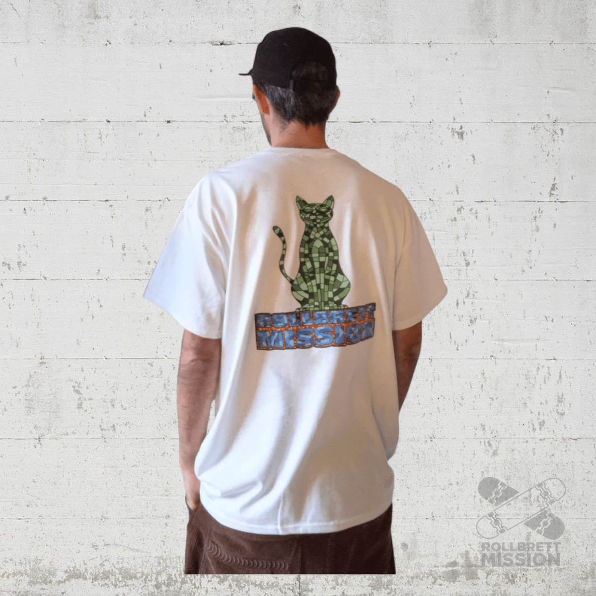 Rollbrett Mission Mosaik Katze T-Shirt weiß - Rollbrett Mission