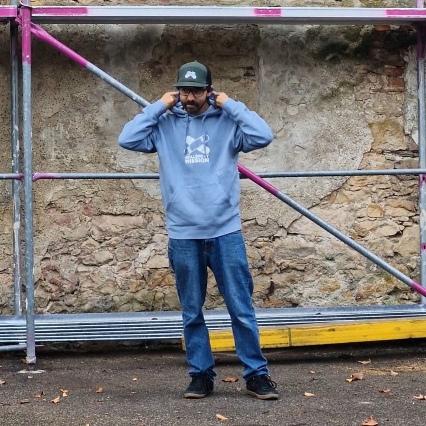 Rollbrett Mission New Classic Hoodie mineral blue - Shirts & Tops - Rollbrett Mission