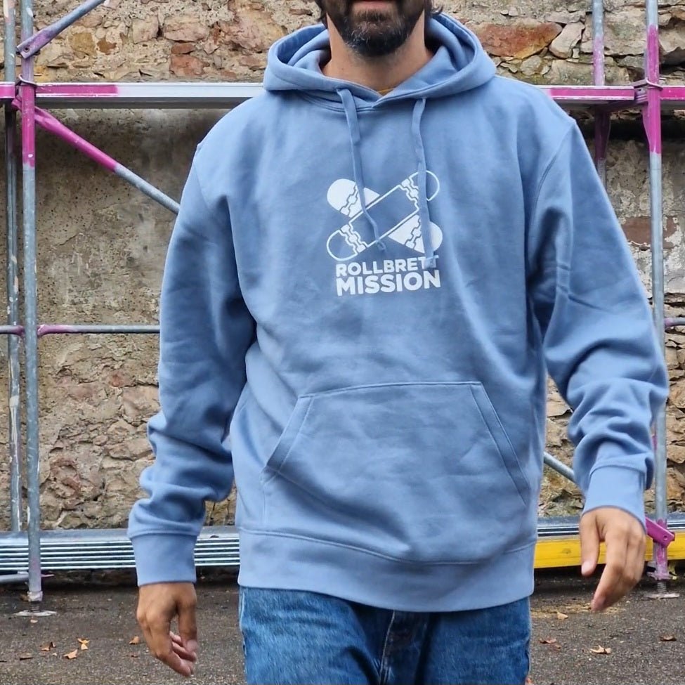Rollbrett Mission New Classic Hoodie mineral blue - Shirts & Tops - Rollbrett Mission