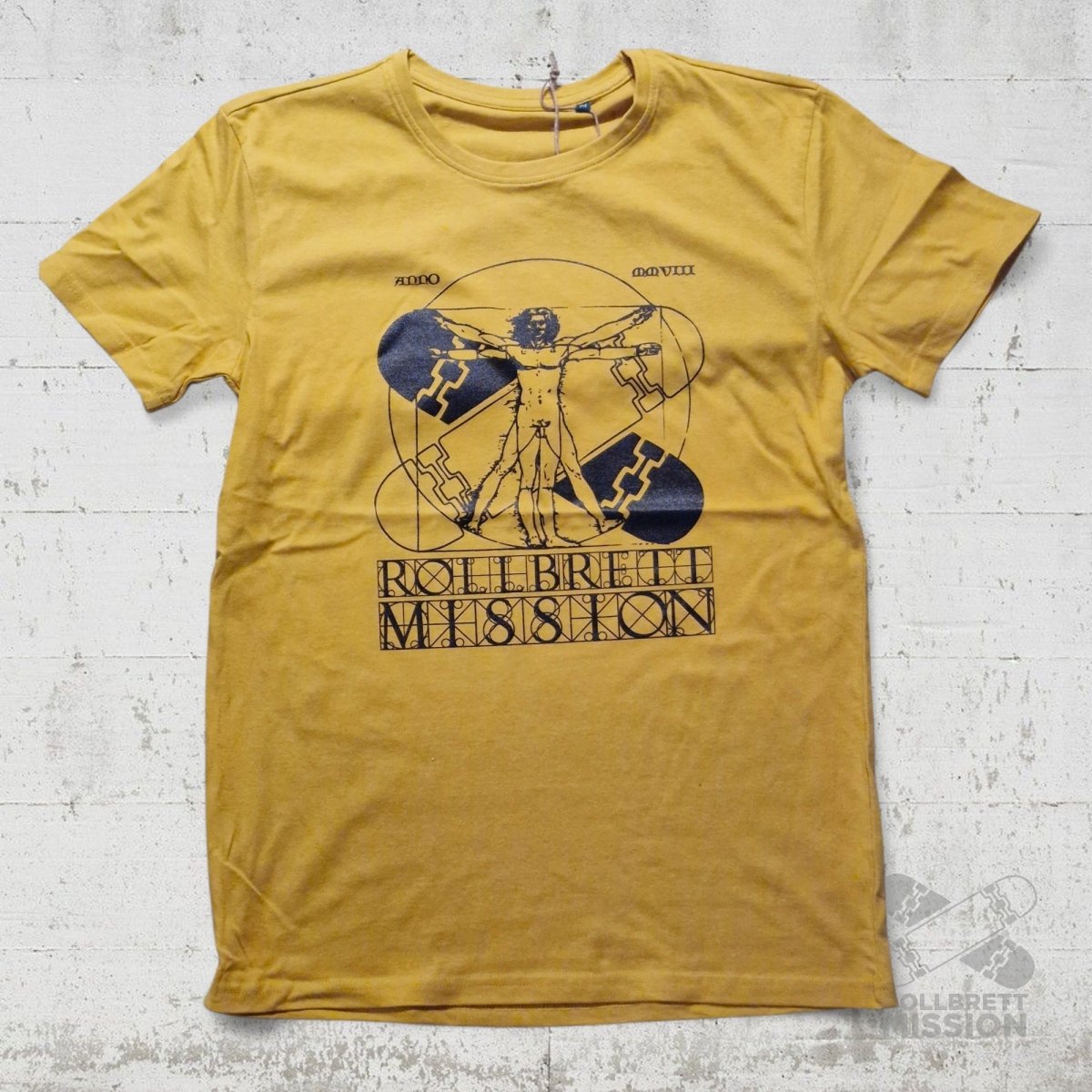 Rollbrett Mission Organic Vitruvian T-Shirt mustard - Shirts & Tops - Rollbrett Mission