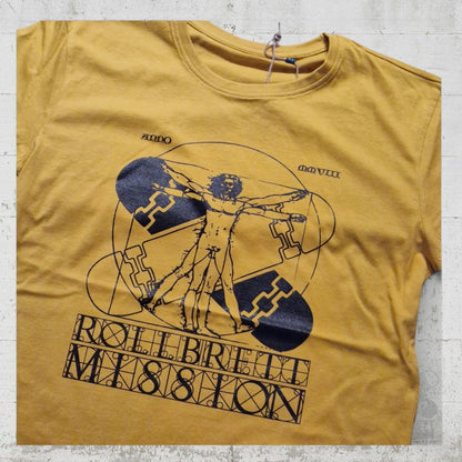 Rollbrett Mission Organic Vitruvian T-Shirt mustard - Shirts & Tops - Rollbrett Mission