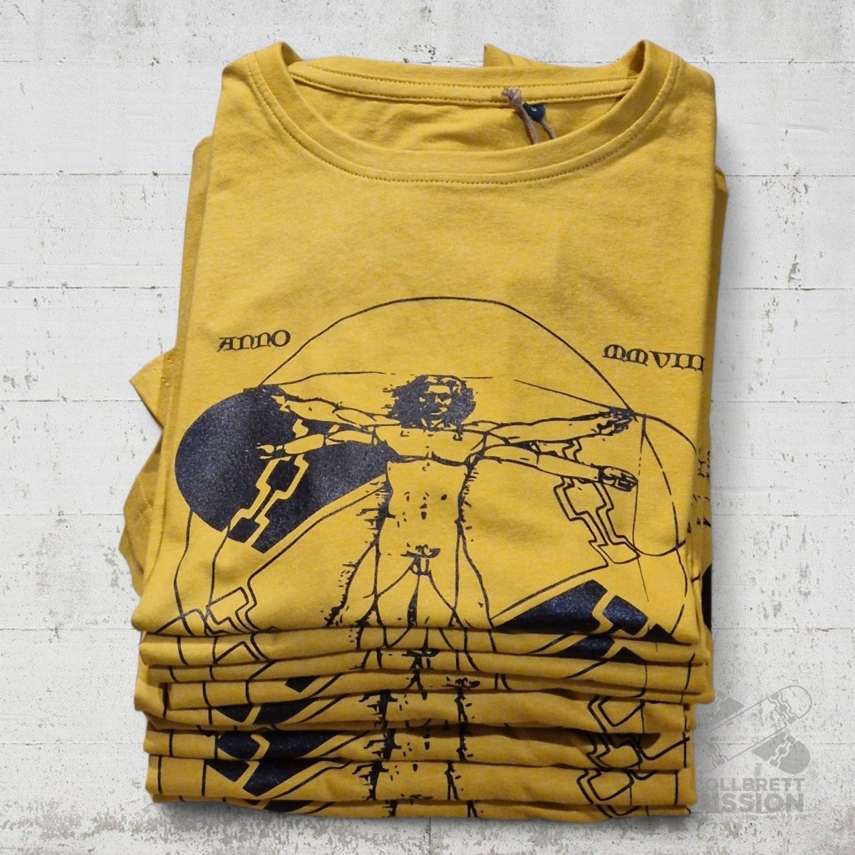 Rollbrett Mission Organic Vitruvian T-Shirt mustard - Shirts & Tops - Rollbrett Mission