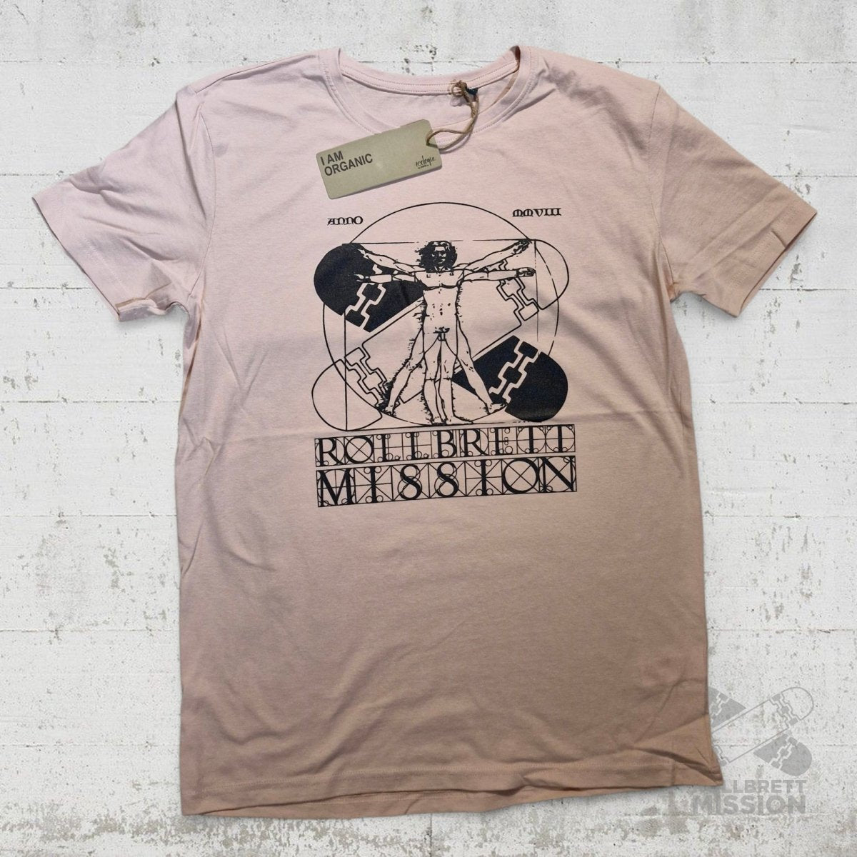 Rollbrett Mission Organic Vitruvian T-Shirt soft peach - Shirts & Tops - Rollbrett Mission