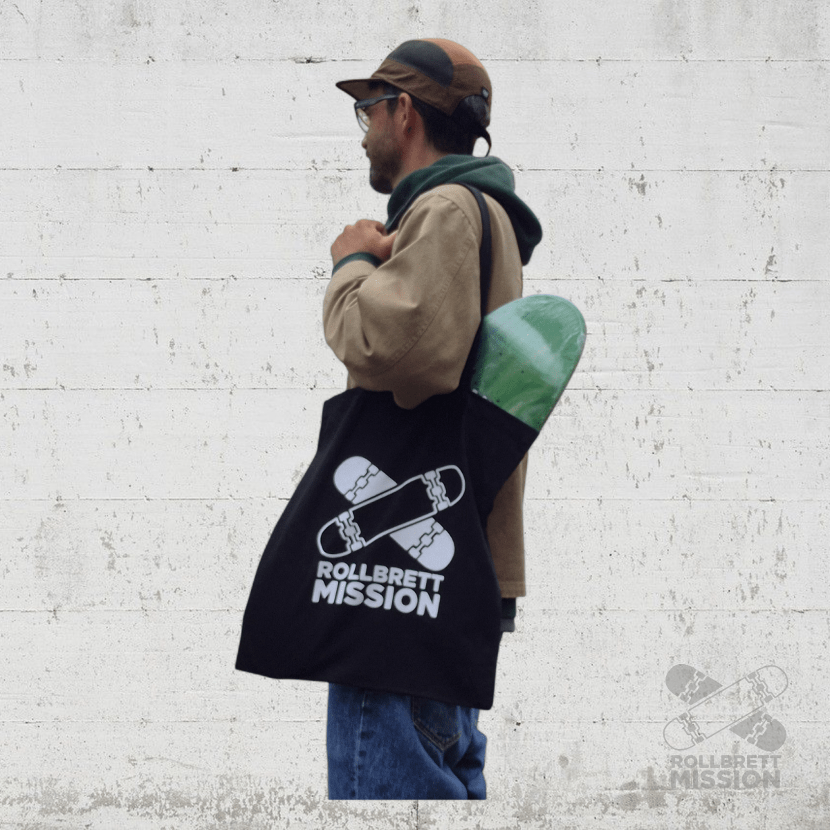 Rollbrett Mission Turnbeutel Baumwolltasche Klassik schwarz - Taschen & Gepäck - Rollbrett Mission