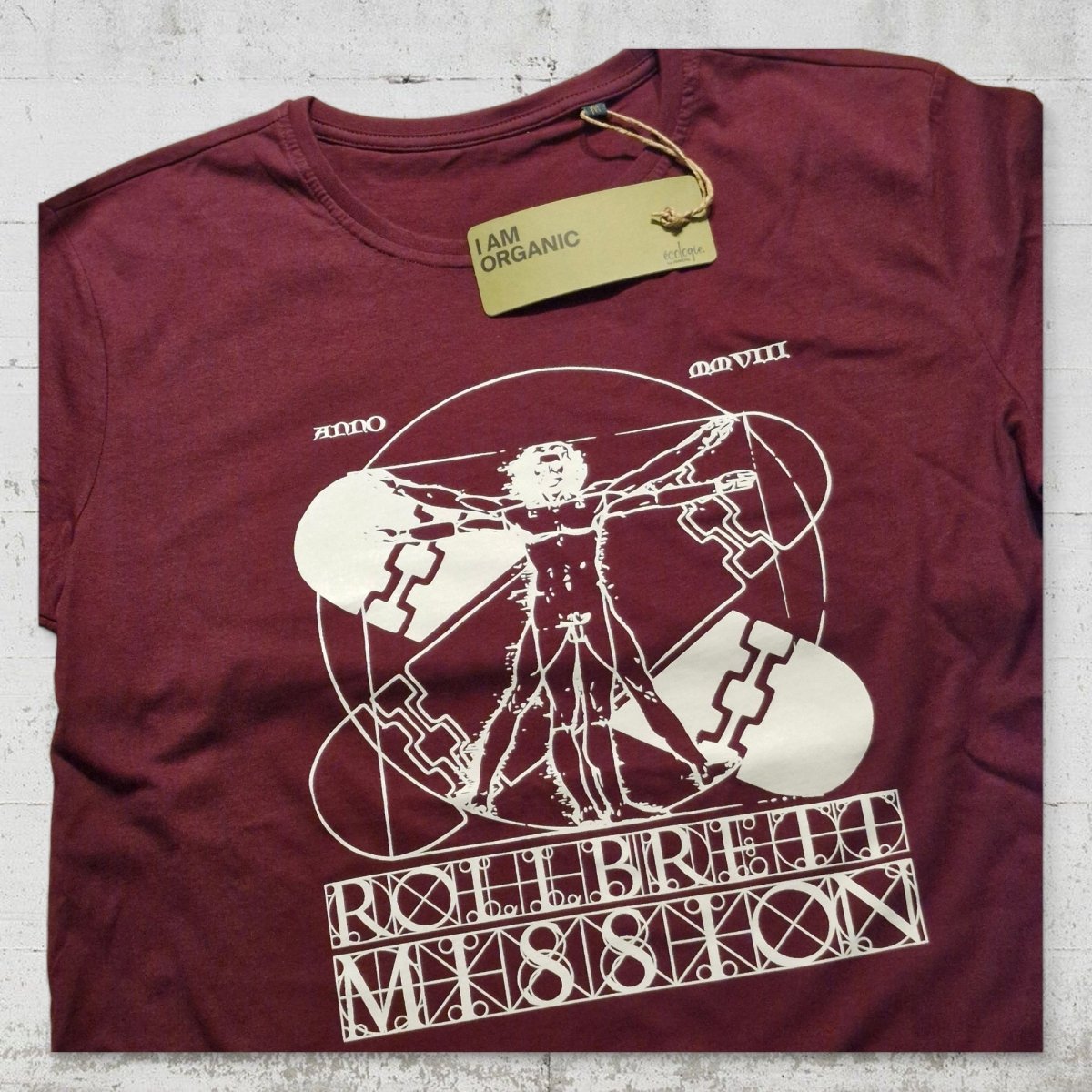 Rollbrett Mission Vitruvian Organic T-Shirt burgunder - Shirts & Tops - Rollbrett Mission