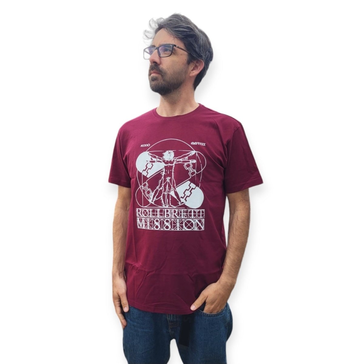 Rollbrett Mission Vitruvian Organic T-Shirt burgunder - Shirts & Tops - Rollbrett Mission