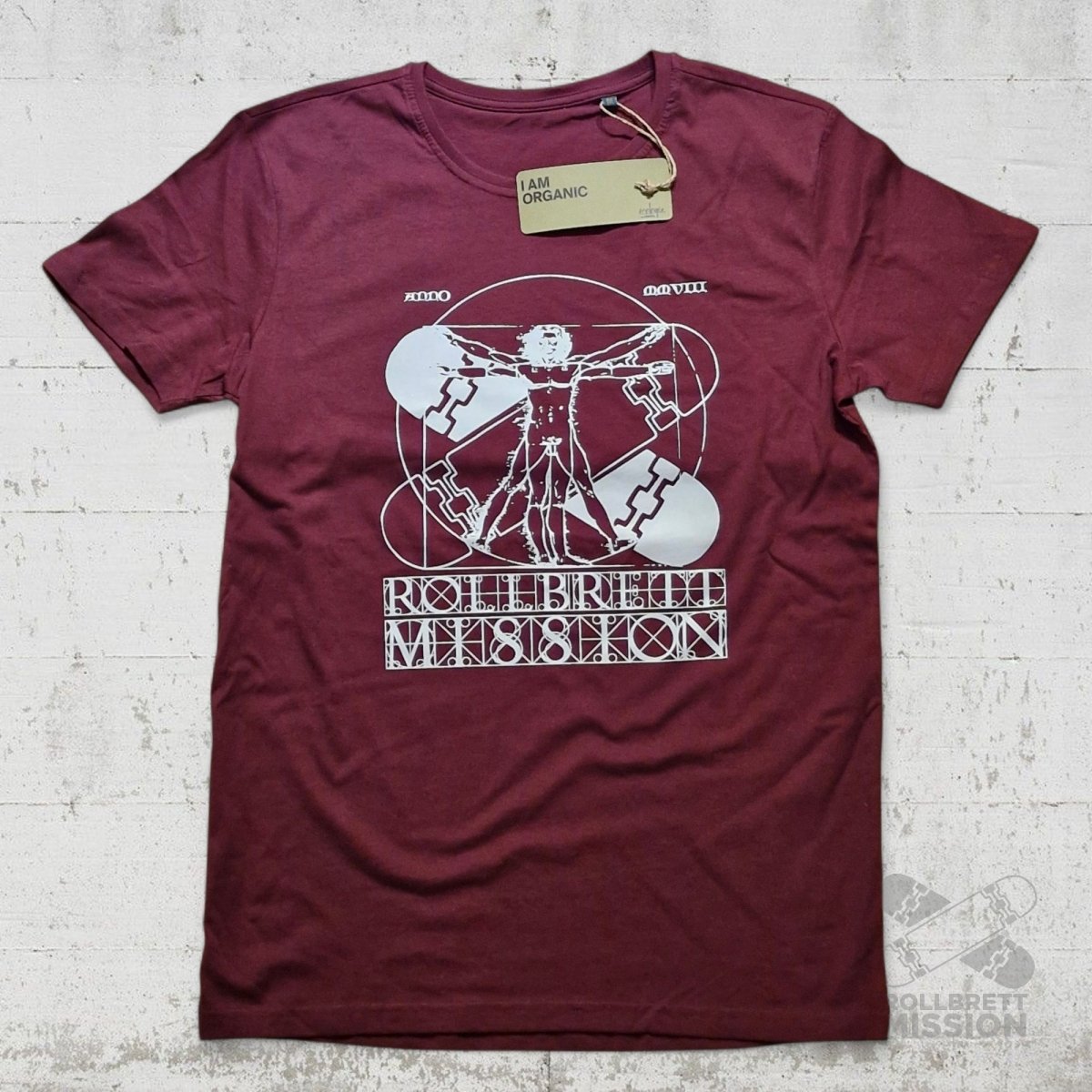 Rollbrett Mission Vitruvian Organic T-Shirt burgunder - Shirts & Tops - Rollbrett Mission