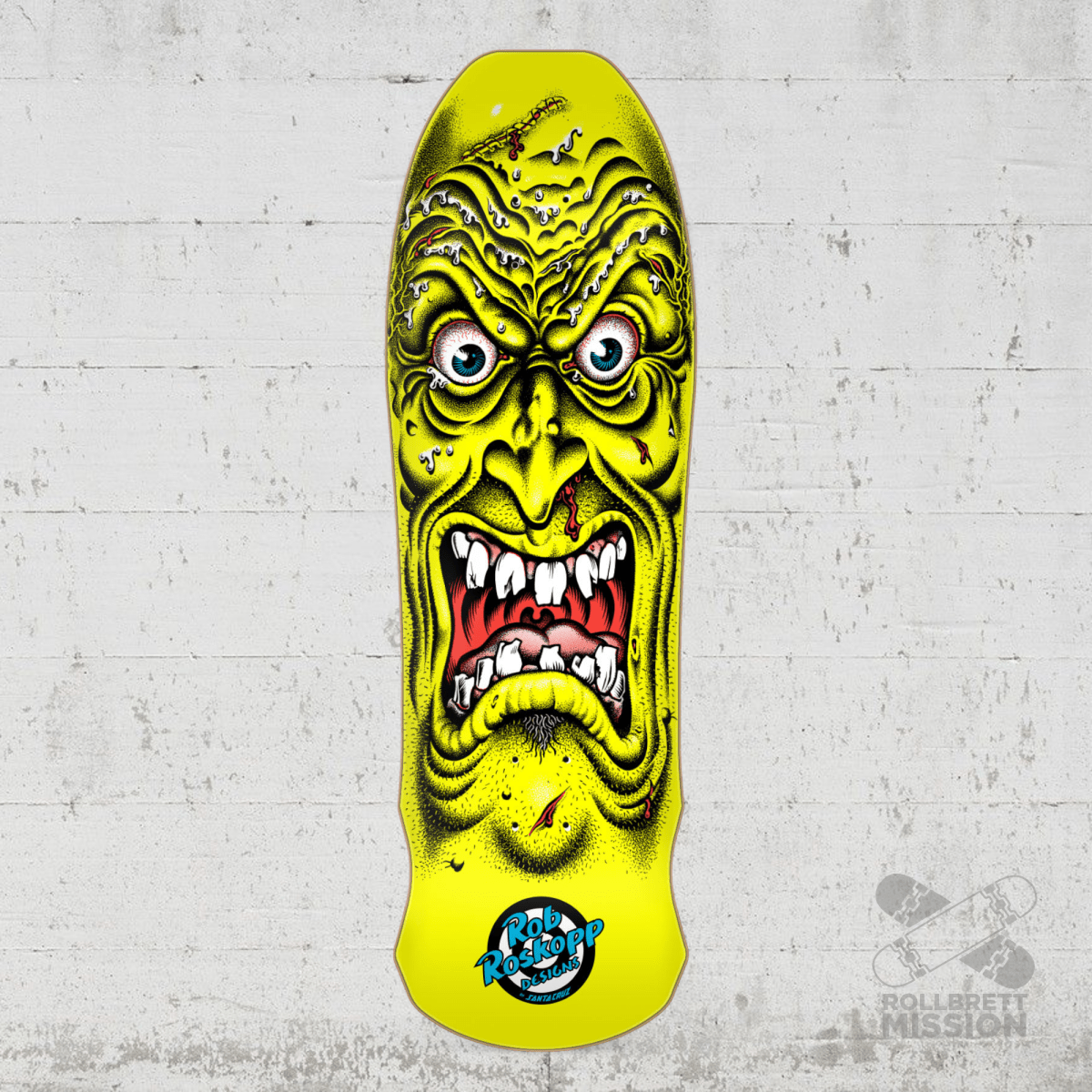 Santa Cruz Roskopp Face Yellow 9.5 Reissue Deck - Skateboard - Decks - Rollbrett Mission