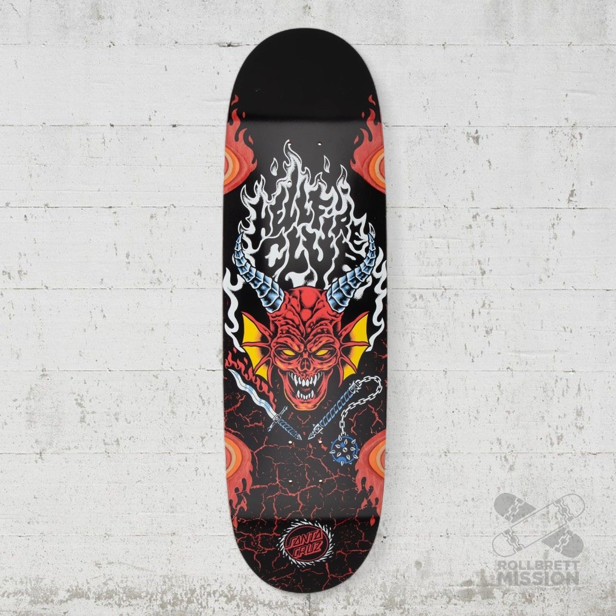Santa Cruz Stranger Things Hellfire Club Flames Deck - Skateboard - Decks - Rollbrett Mission