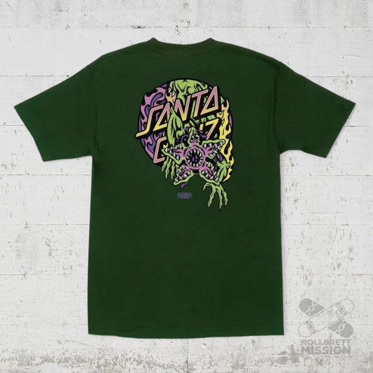 Santa Cruz T-Shirt Stranger Things Demogorgon Dot forest green - Rollbrett Mission