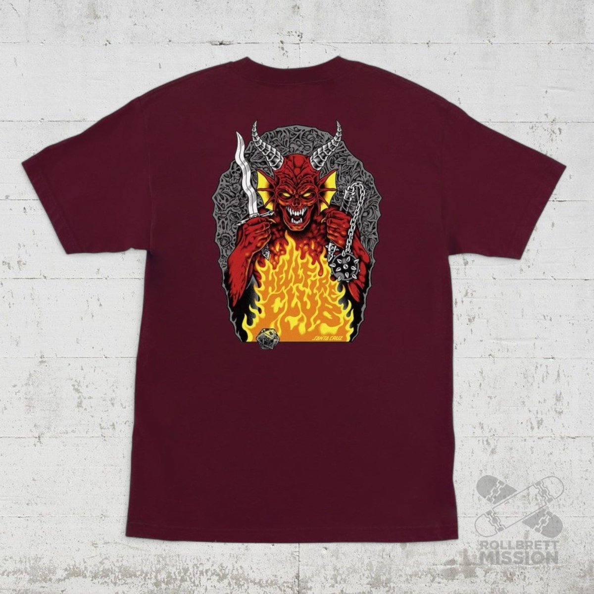 Santa Cruz T-Shirt Stranger Things Hellfire Pit maroon - Rollbrett Mission