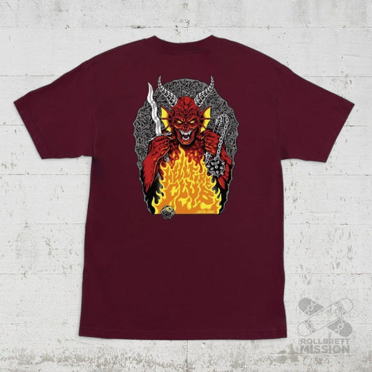 Santa Cruz T-Shirt Stranger Things Hellfire Pit maroon - Rollbrett Mission