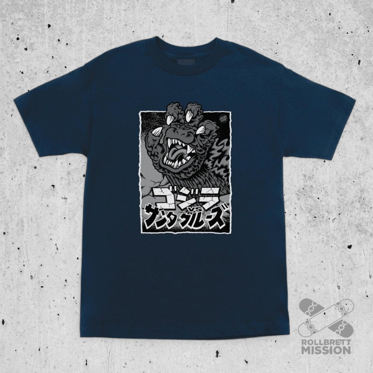 Santa Cruz x Godzilla T-Shirt Hand navy - Rollbrett Mission