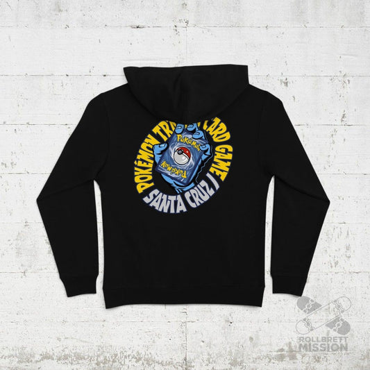 Santa Cruz x Pokémon Hooded Zipper TCG Hand heavyweight black - Rollbrett Mission