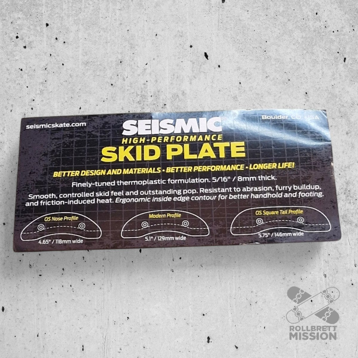 Seismic Skid Plate 146mm Square Tail Profile white - Rollbrett Mission