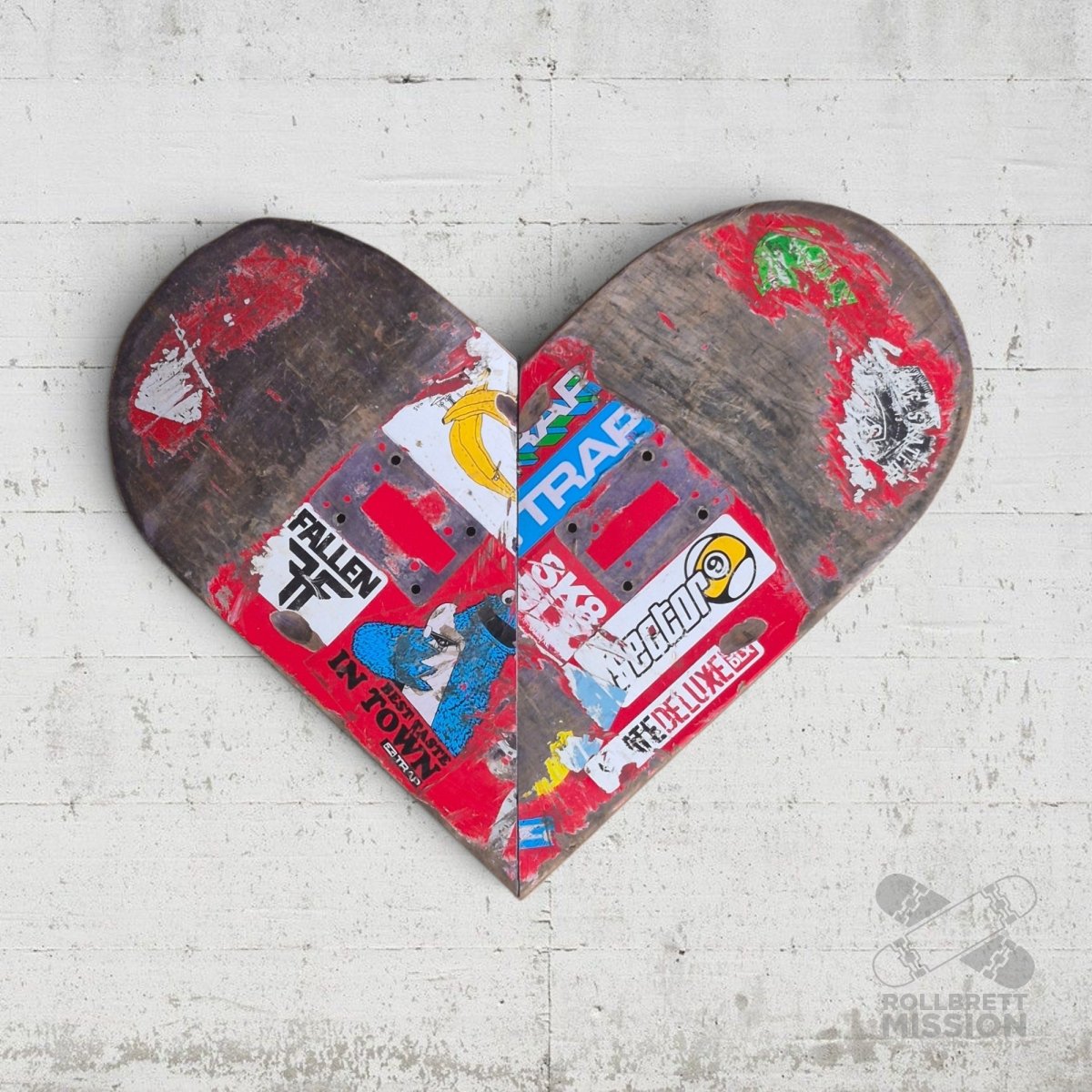 Skateback Upcycling Deko Herz Skateheart Skateboard Wandschmuck 12 - Schmuck - Rollbrett Mission