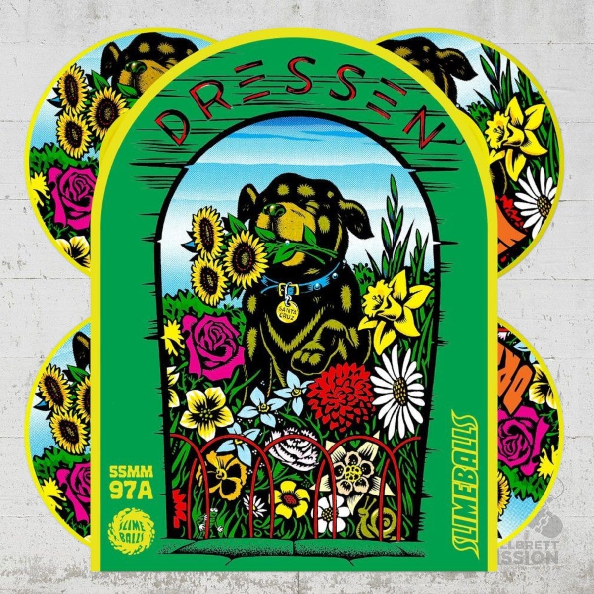 Slime Balls Eric Dressen Pup Green 55mm 97a Hardline Skateboard Wheels - Skateboard - Rollen - Rollbrett Mission