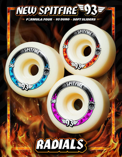 Spitfire 93s F4 Radials 58mm 93A Wheels - Skateboard-Rollen - Rollbrett Mission