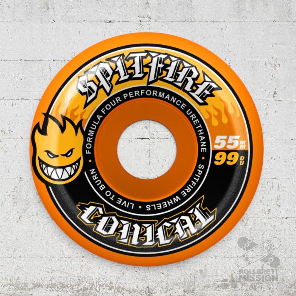 Spitfire F4 55mm 99A Conical orange Wheels - Skateboard-Rollen - Rollbrett Mission