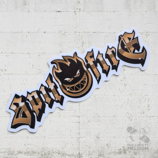 Spitfire Sticker Gold Chrome Bighead Medium 15cm - Rollbrett Mission