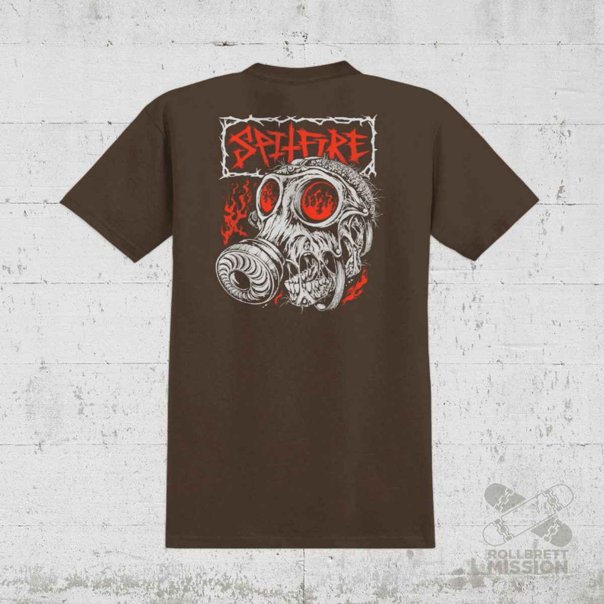 Spitfire T-Shirt Gasmask dark chocolate - Rollbrett Mission