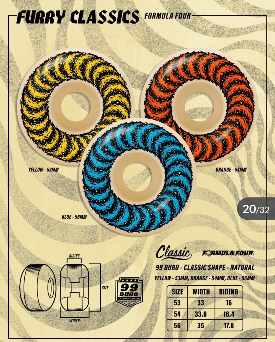Spitfire x Grimple Furry F4 54mm 99A Classic Wheels - Skateboard - Rollen - Rollbrett Mission