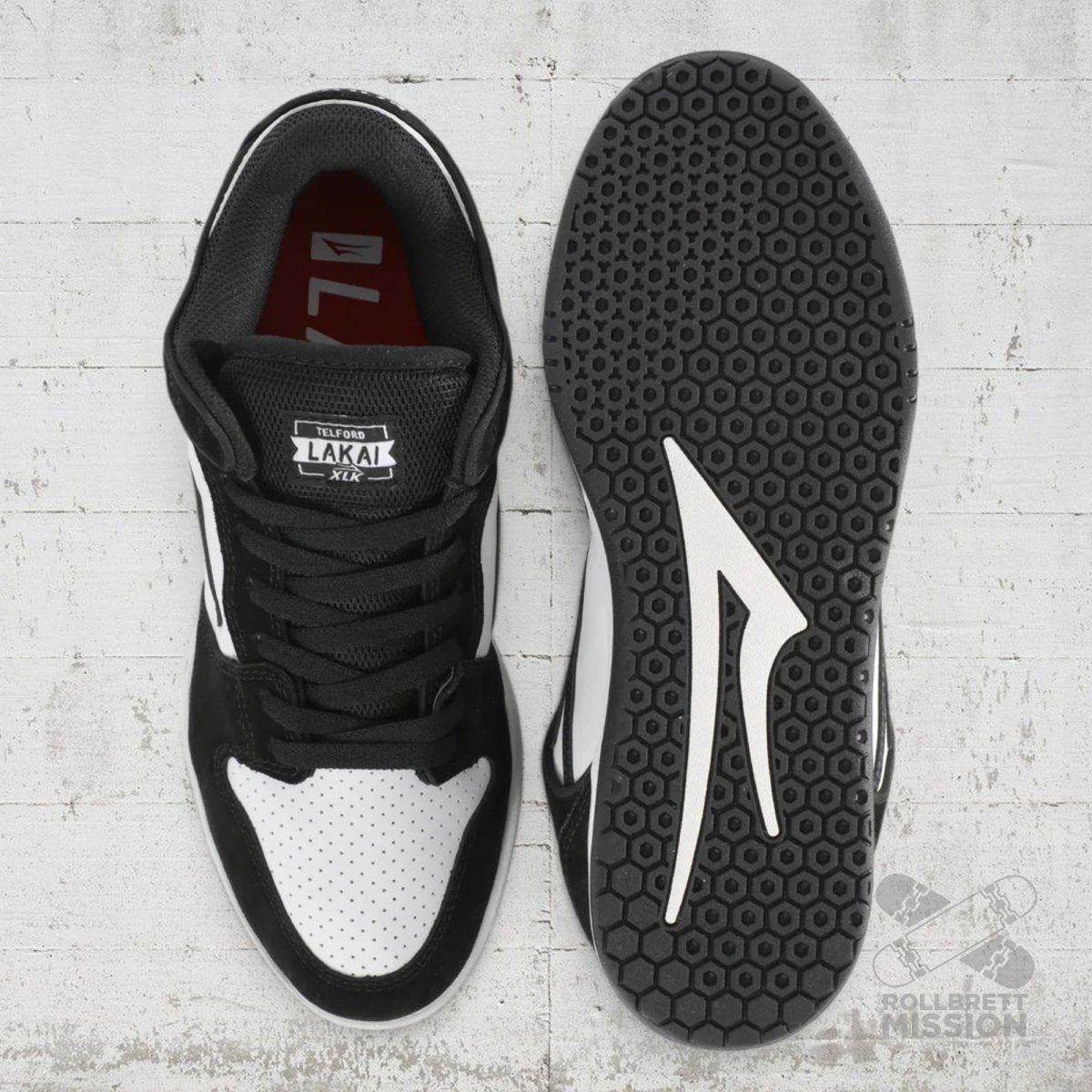 Telford Low Skateshoe black white suede - Skateboard - Schuhe - Rollbrett Mission