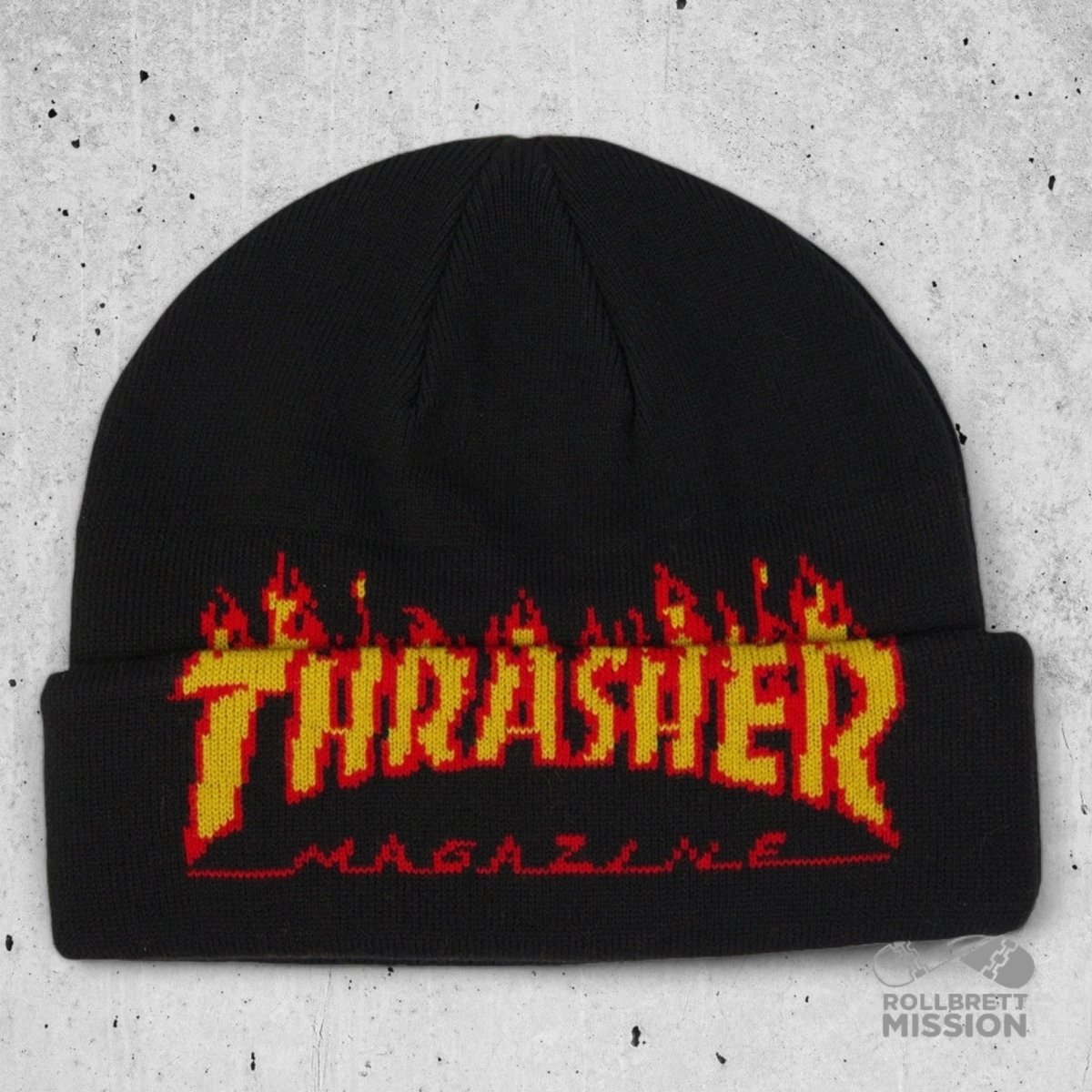 Thrasher Beanie Fold black - Kopfbekleidung & - tücher - Rollbrett Mission
