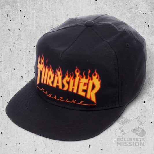 Thrasher Cap Flame Snapback black - Kopfbekleidung & - tücher - Rollbrett Mission