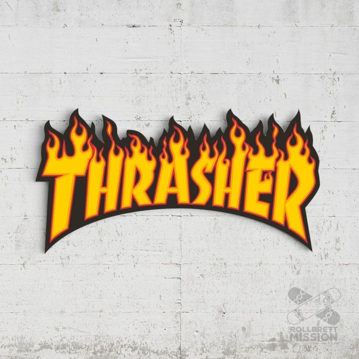 Thrasher Flame Sticker XL 26cm - Rollbrett Mission