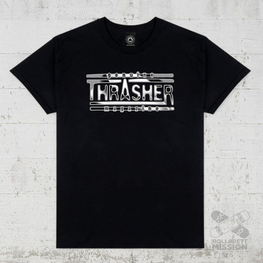 Thrasher T-Shirt Chrome Genuine black - Rollbrett Mission